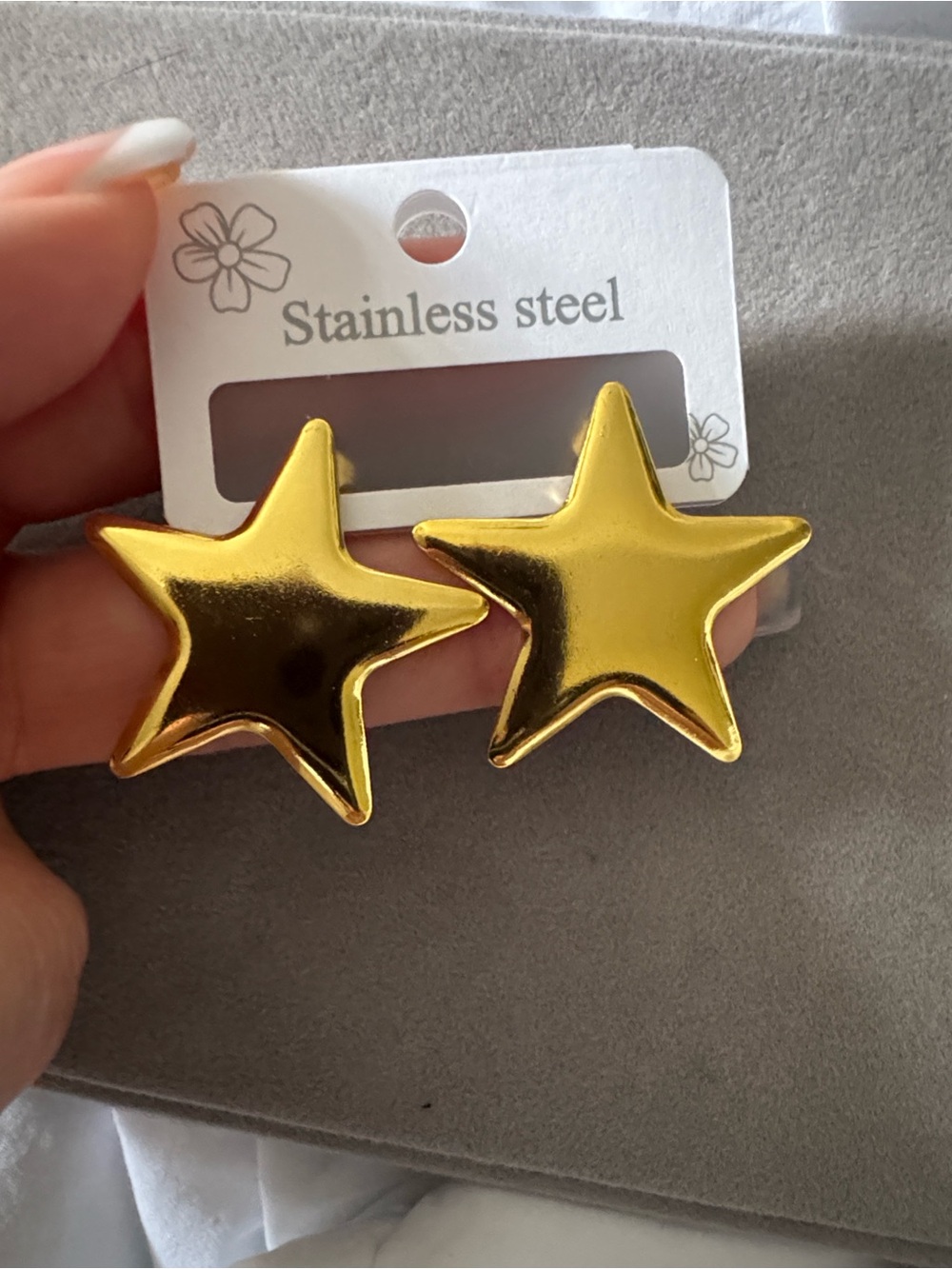 Stainless Steel Gold Star Stud Earrings